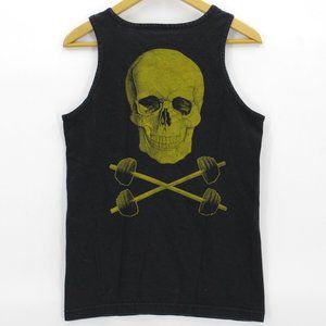 MV Sport Men's Skull And Crossbones Get Yoked Fighter Black Tank Top Sz Small S